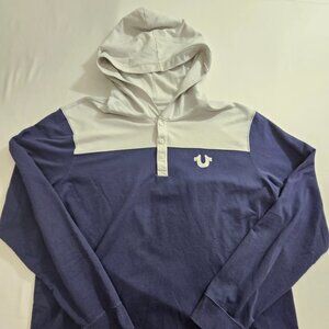 True‎ Religion Y2K Style Color Block Pullover Sweatshirt with Hood Men's XXL